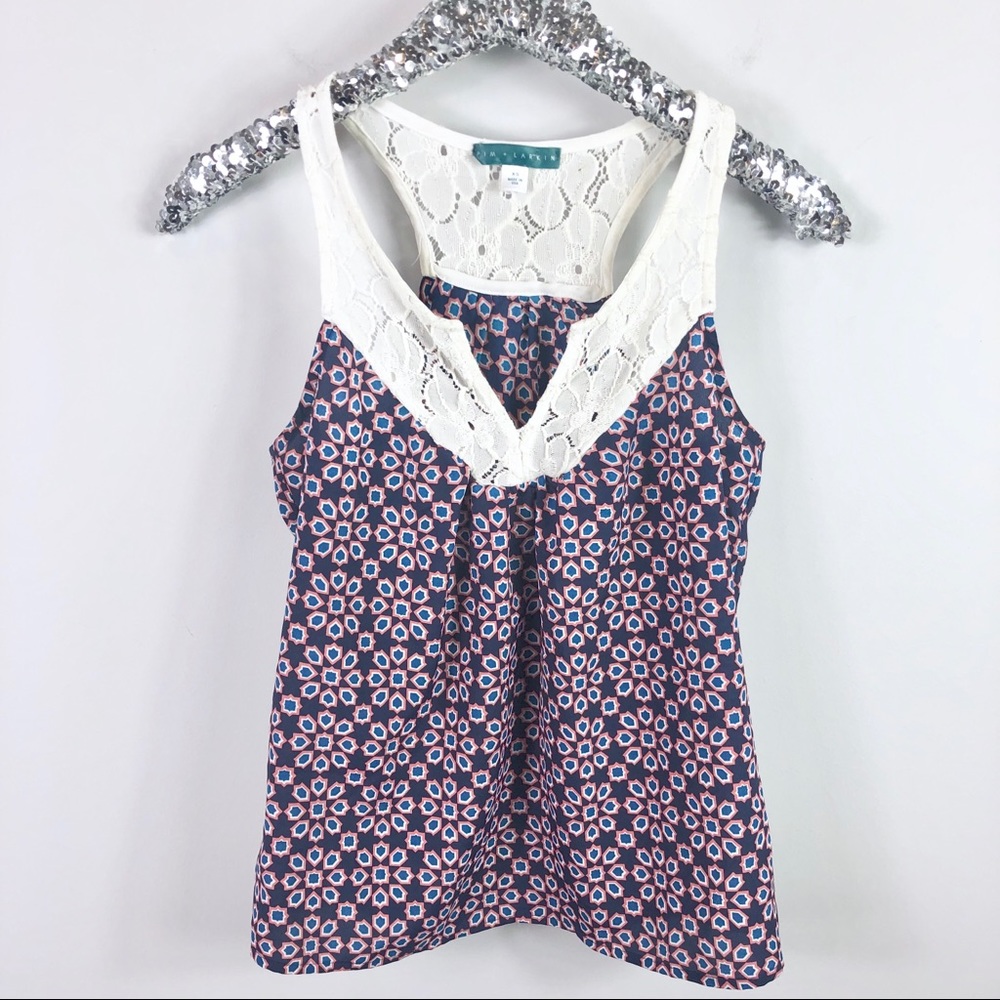 Pin + Larkin Geometric Pattern Tank Blue Red SZ XS